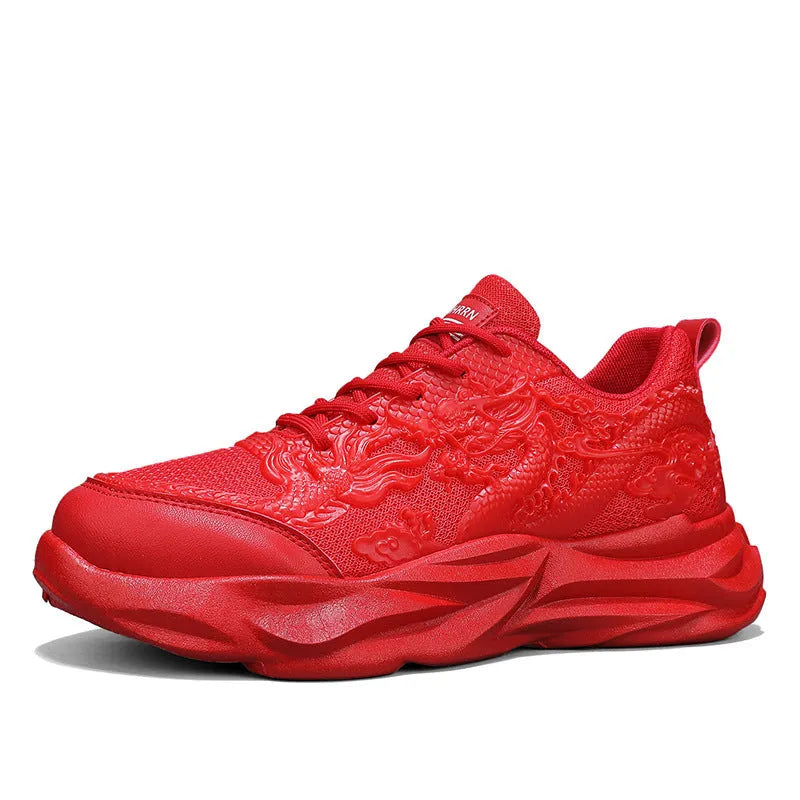 Casual fly knit sneakers in dragon colours with rubber sole for leisure activities