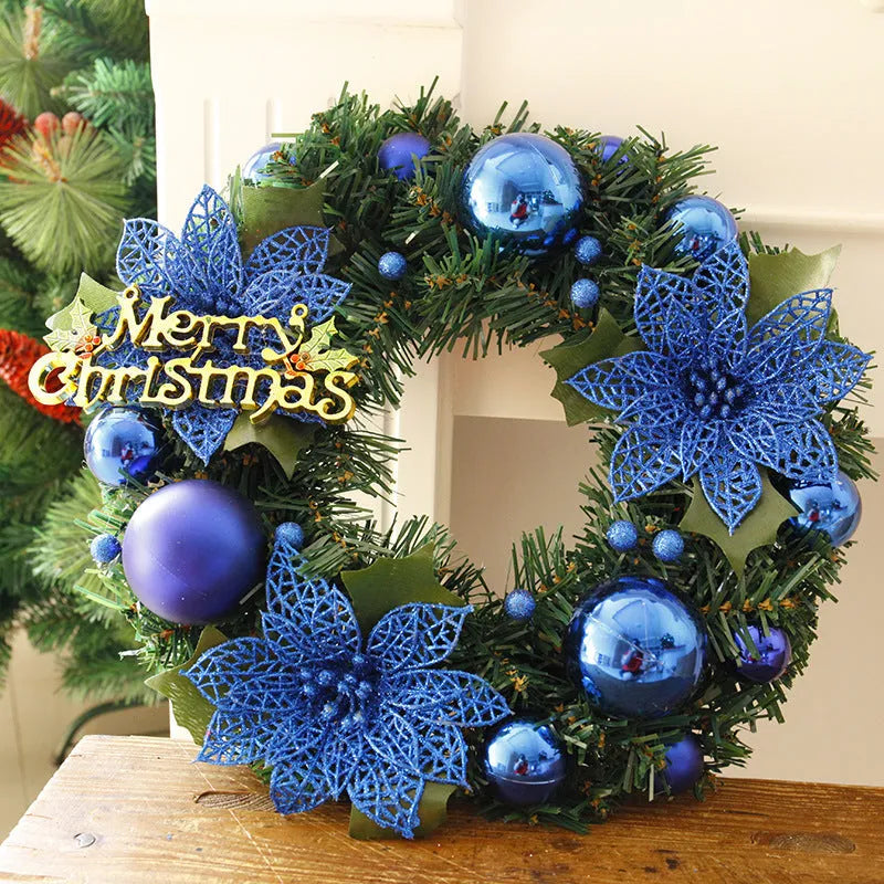30cm multicolour plastic Christmas wreath decoration for doors