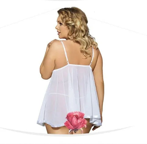 Purple seamless lingerie sleepdress with mesh panels and lace detailing on mannequin