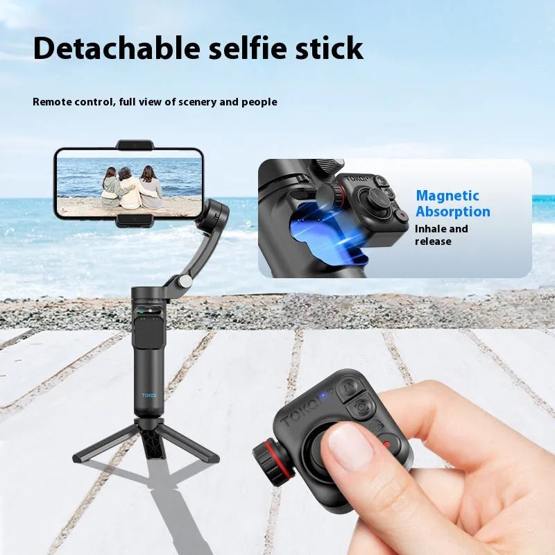 Intelligent AI three-axis head stabiliser tripod with D08 light module and ABS construction