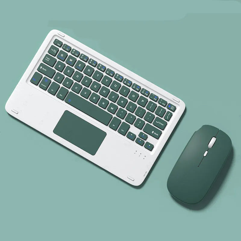 Wireless Bluetooth keyboard and mouse combo in pink, green, black, or white colours for tablets and laptops