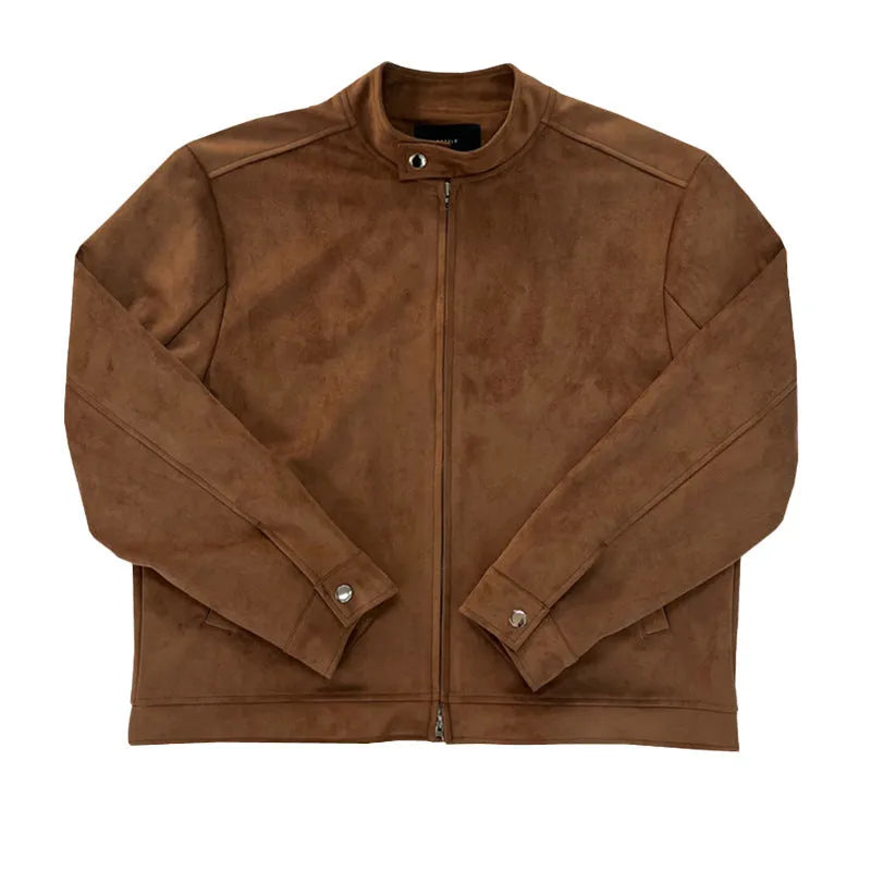 Brown Maillard stand-up collar hooded rabbit fur jacket in camel colour loose fit
