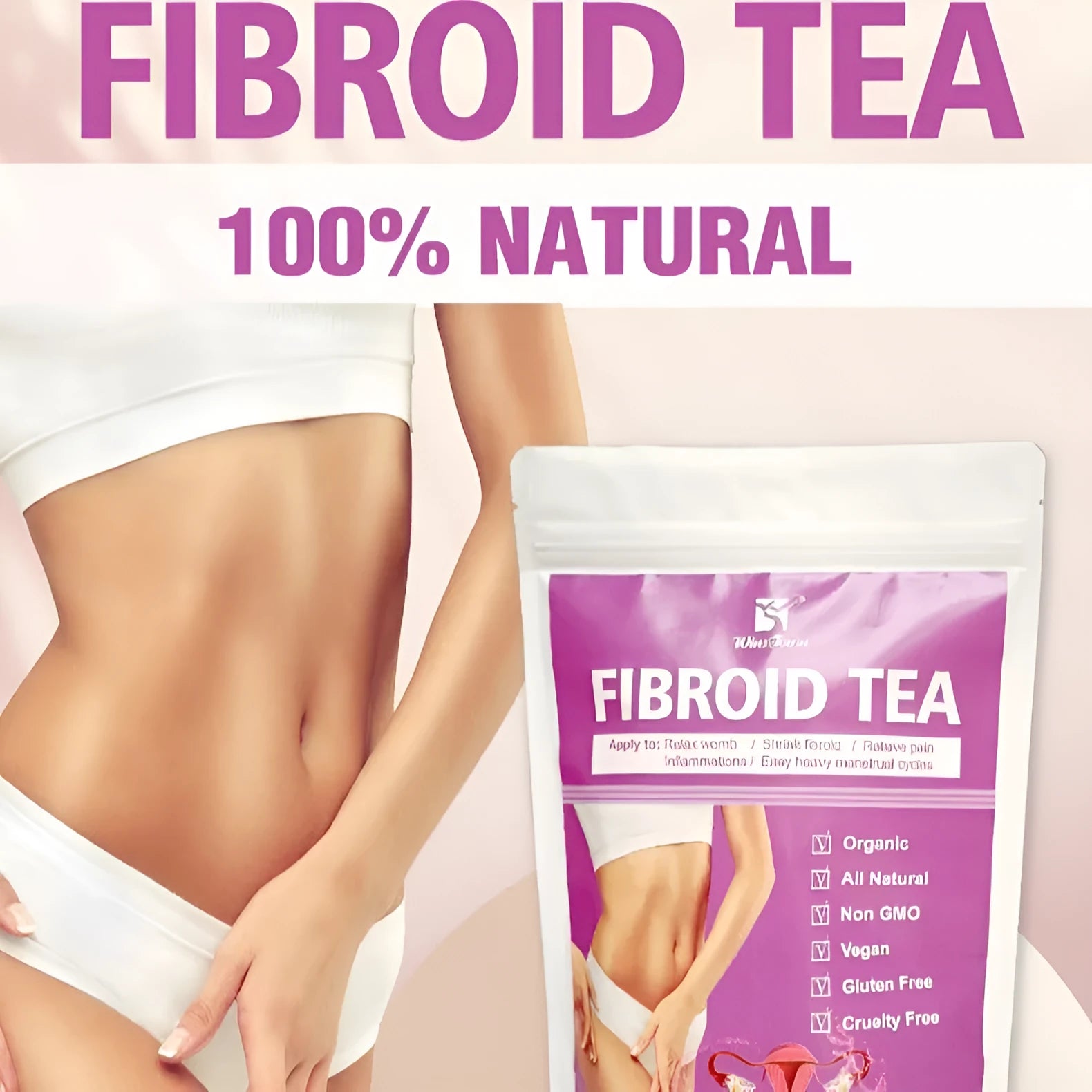 Pack of C83 Winstown Fibroid Herbal Tea bags on a dry surface.