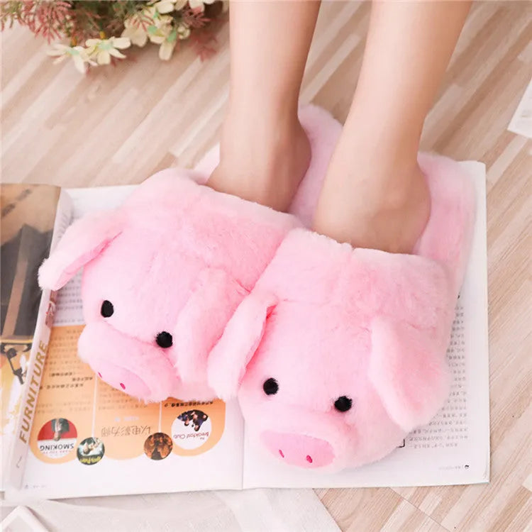 Pink pig floor slippers with short plush exterior and PP cotton filling