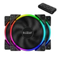 Three 120mm black PC chassis fans with RGB lighting and hydraulic bearing construction