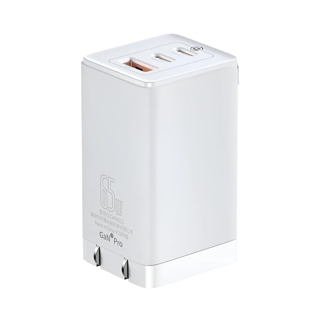 White 12V fast charger with USB and Type-C ports for lithium battery devices