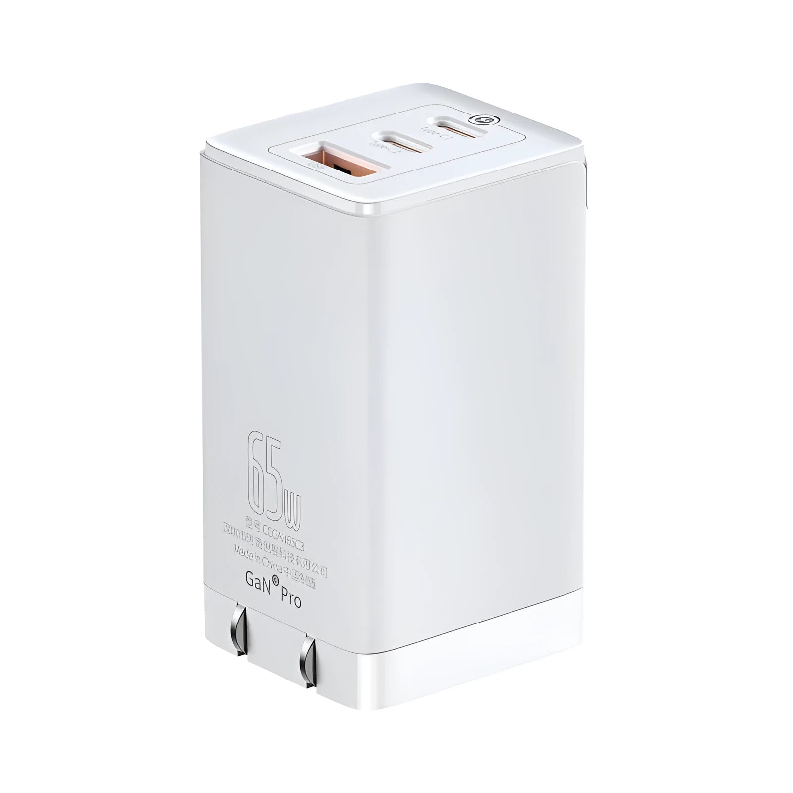 White 12V fast charger with USB and Type-C ports for lithium battery devices