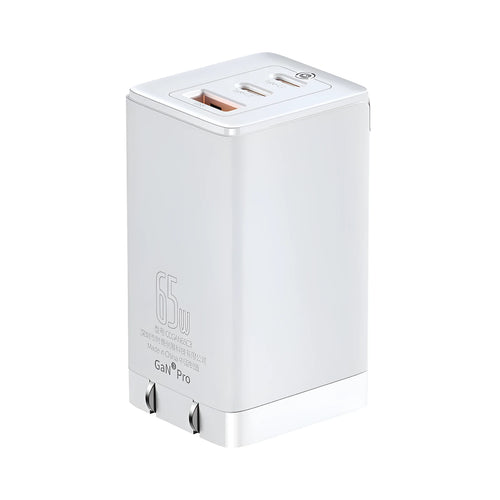 White 12V fast charger with USB and Type-C ports for lithium battery devices