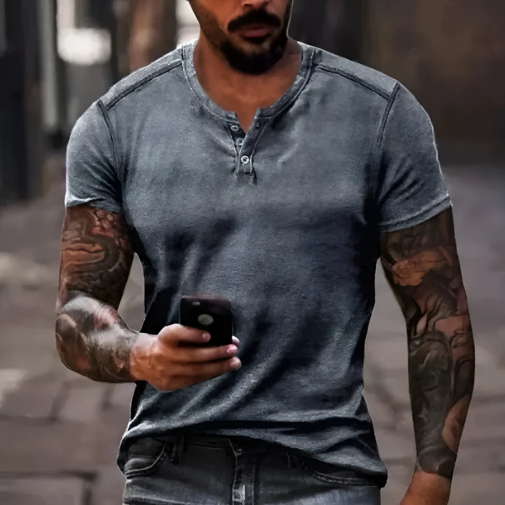 Men's short sleeve casual shirt with lapel and button design in polyester bird eye cloth fabric