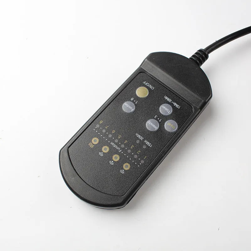 Black heating massage mat for infrared physiotherapy with variable speed control