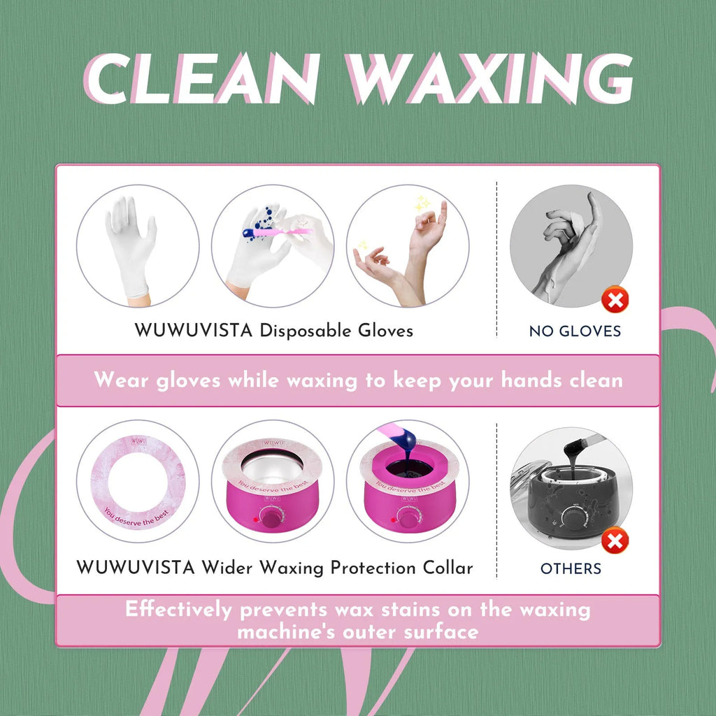 WUWUVISTA 56 piece professional waxing kit with wax warmer, coloured wax beads, applicators, and aftercare products