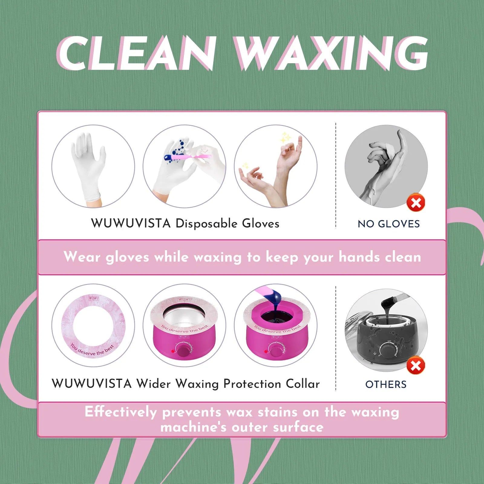 WUWUVISTA 56 piece professional waxing kit with wax warmer, coloured wax beads, applicators, and aftercare products