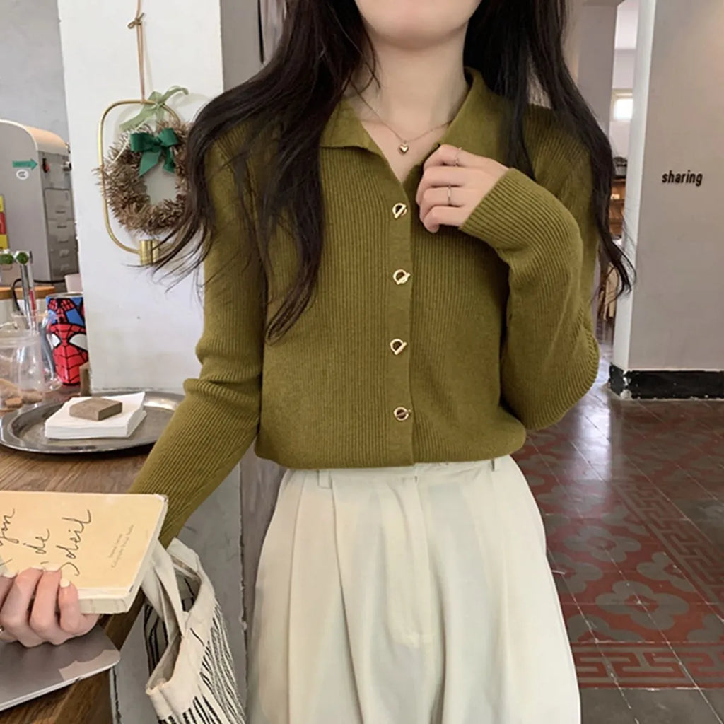 Gentle long-sleeved viscose knitted cardigan top in loose free size