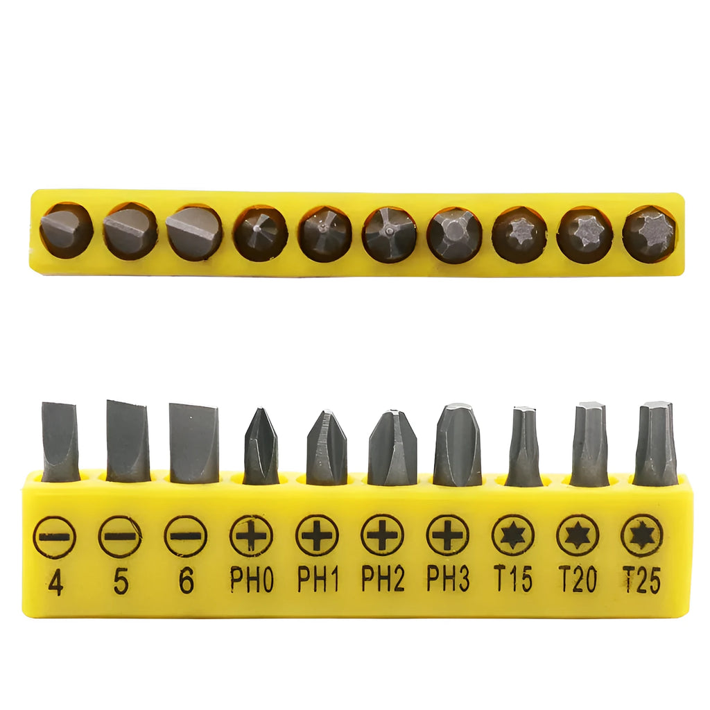 L rod double-headed socket wrench with ten screwdriver bits for general maintenance tasks
