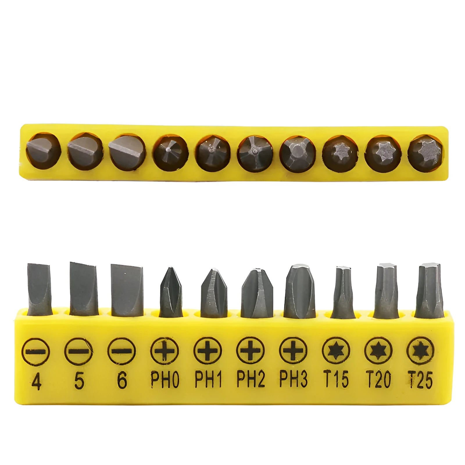 L rod double-headed socket wrench with ten screwdriver bits for general maintenance tasks