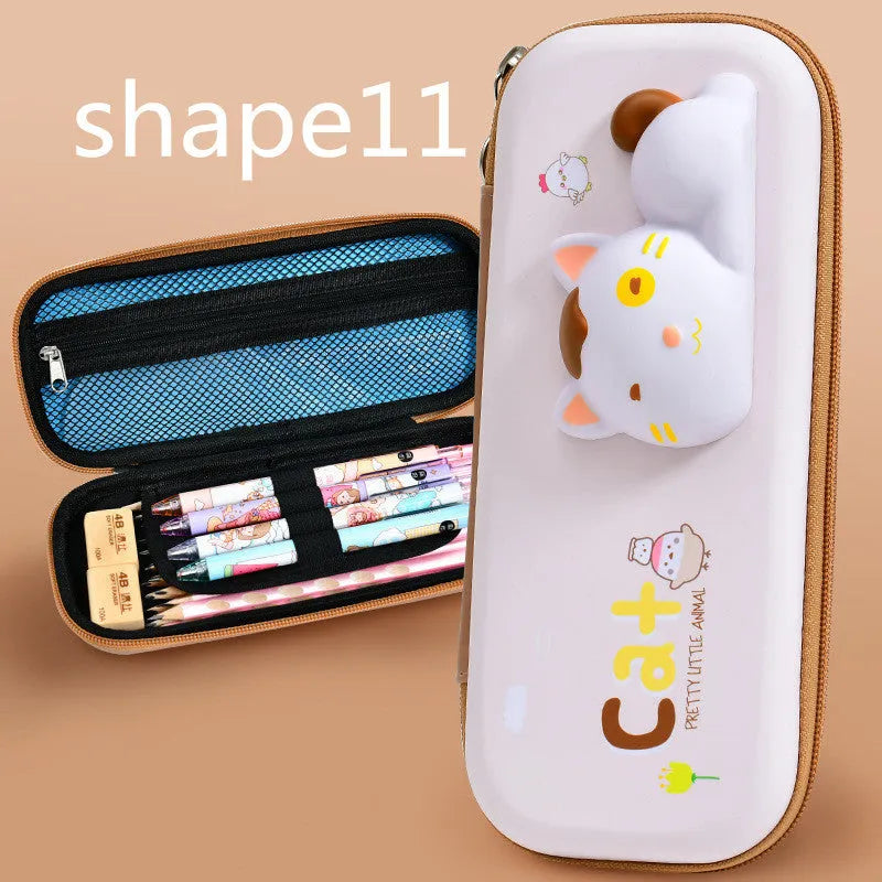 3D decompression EVA pencil case in dinosaur pattern, 24x11x4.5 cm, square Korean style
