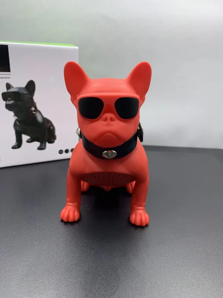 Mini full body bulldog Bluetooth speaker in black, red, or white colour options