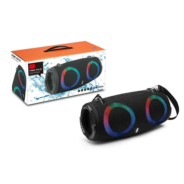 War Drum Three-generation portable Bluetooth speaker with RGB coloured lights in a choice of five colours.