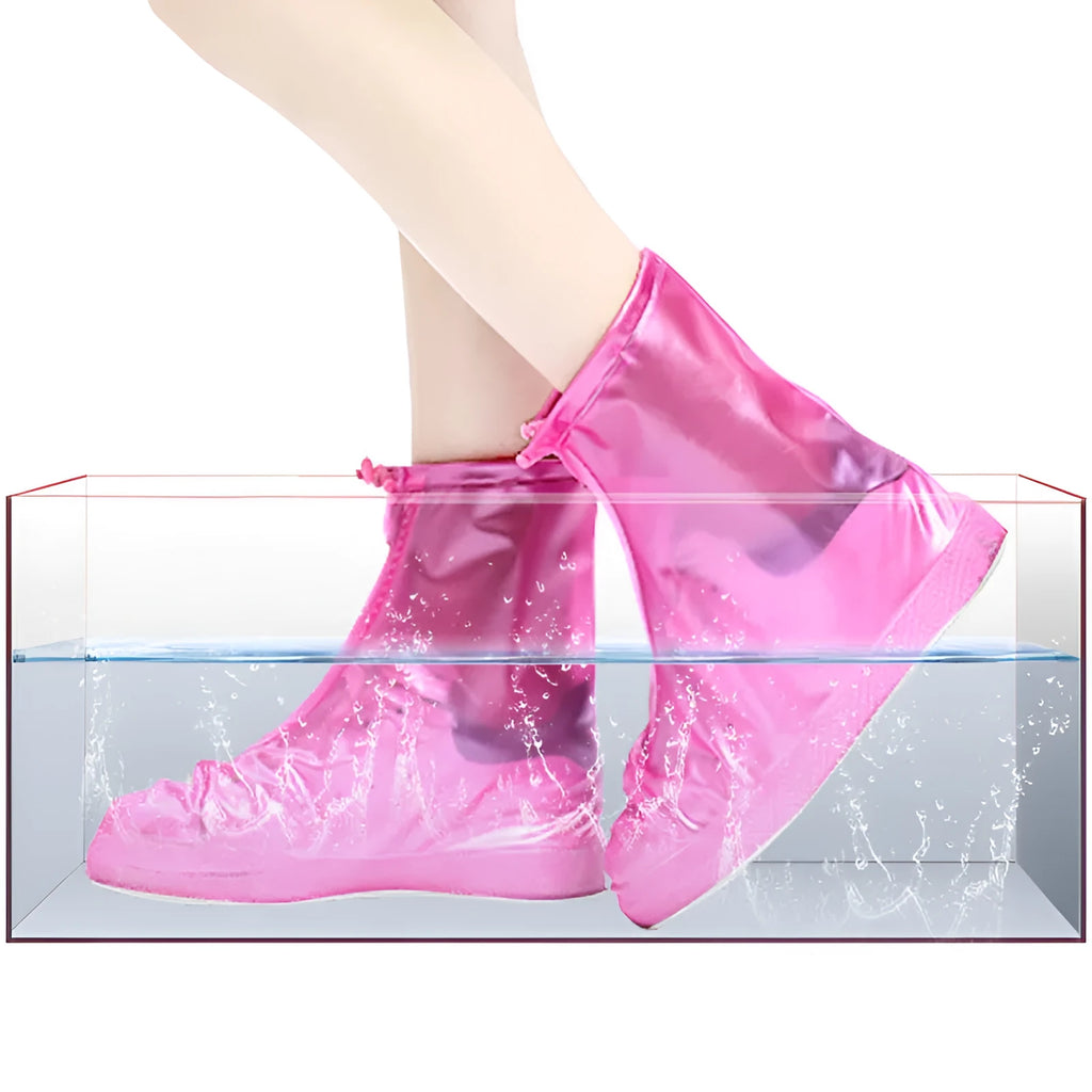 PVC waterproof shoe covers for men and women non-slip adult, transparent dot white, multiple sizes available