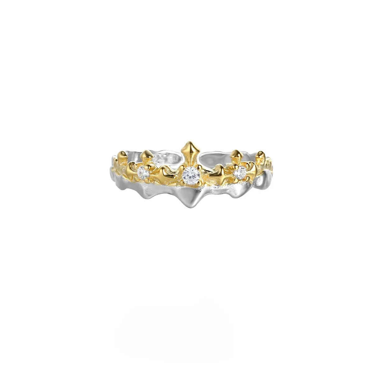 Adjustable silver couple ring with electroplated white gold or black gold finish and minority princess knight design