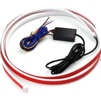 Modified car silicone LED dynamic scanning daytime light strip with control box, white yellow light