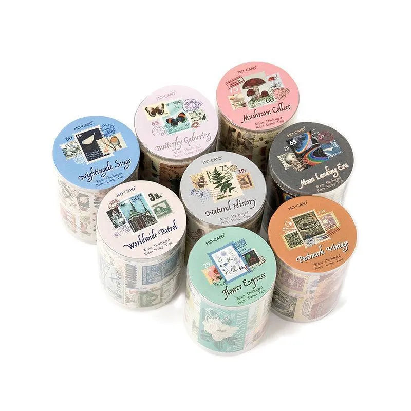 Retro DIY journal decoration coated paper stamp roll showing 55mm width and continuous pattern design