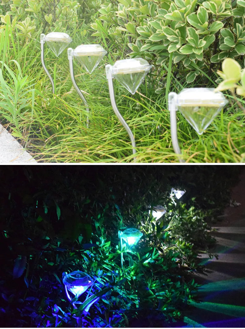 Solar powered garden diamond light with adjustable angle and poly-silicon solar panel