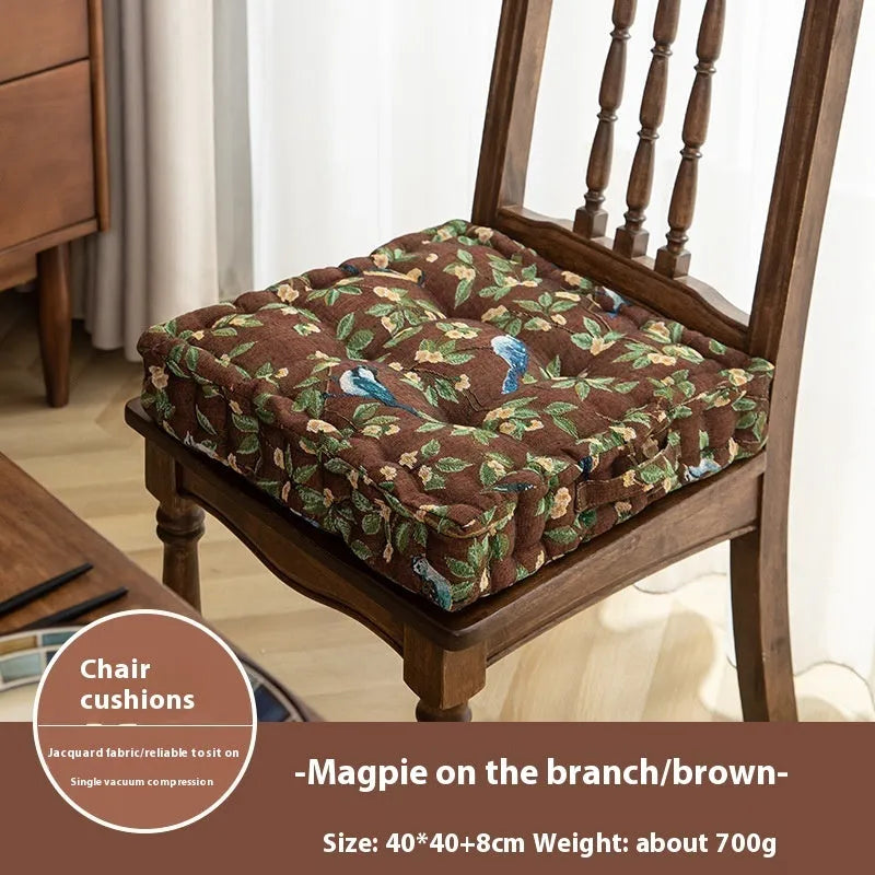 American floral pattern dining chair cushion measuring 40×40×8cm with thick PP cotton filling