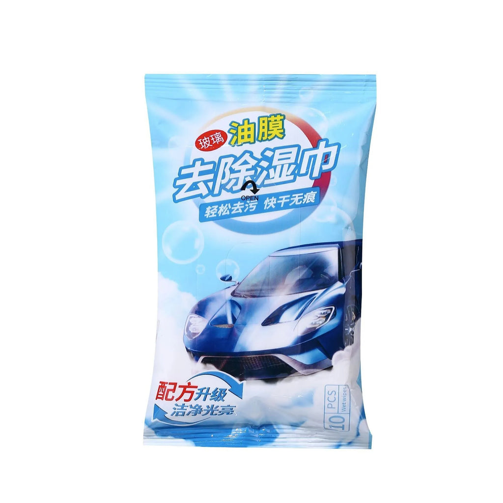 Bag of disposable car glass oil film cleaning wipes for windshield decontamination