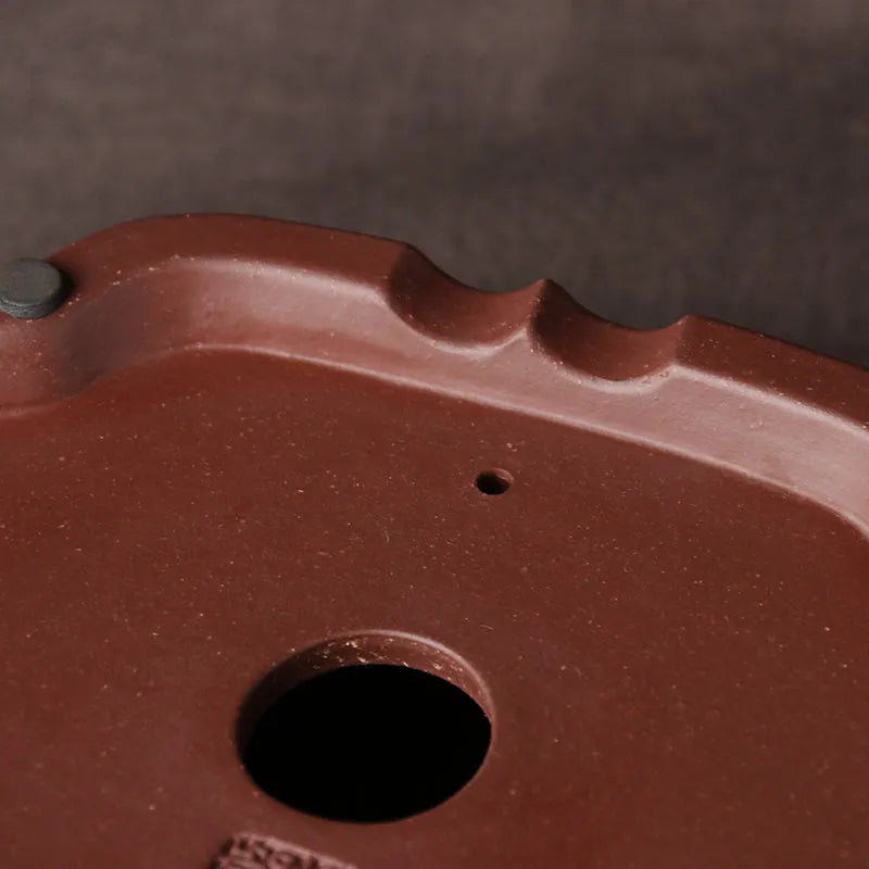 Handmade purple clay bonsai basin with classical Chinese style measuring 25×20×7cm