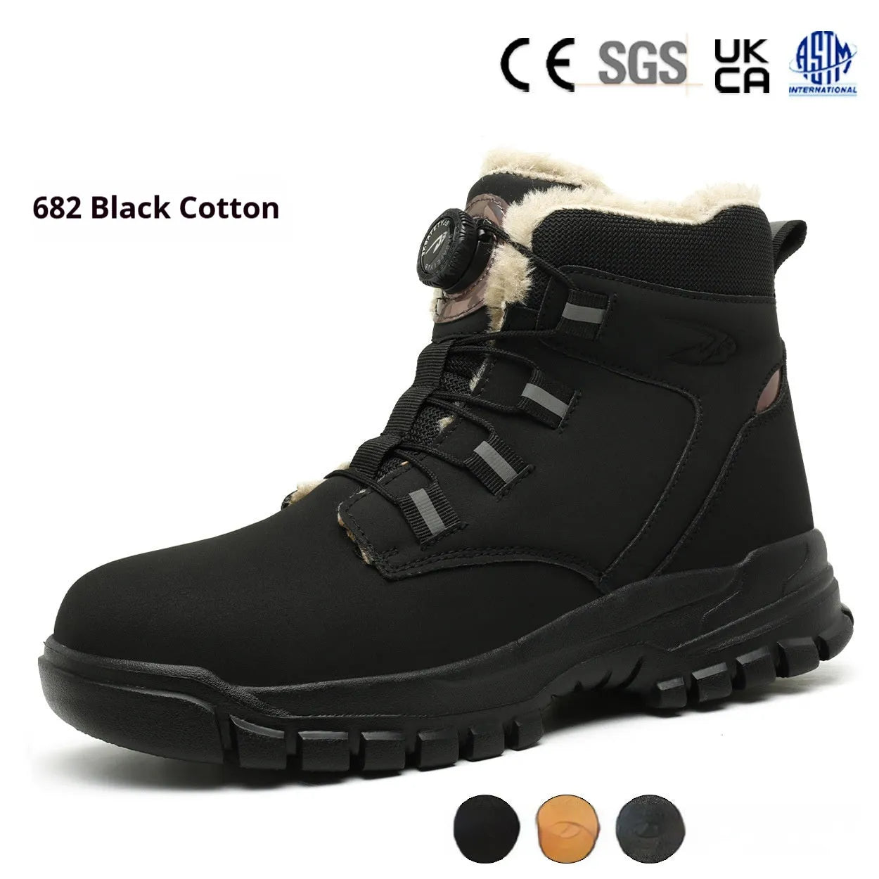 Leather safety work shoes with steel toe cap in black, yellow and grey colour options