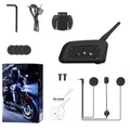 V6 Pro motorcycle helmet Bluetooth intercom unit with mounting clip and wired headphones