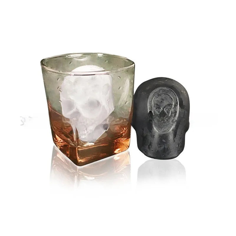 Food grade silicone Halloween skull ice cube tray creating 3D ice cubes