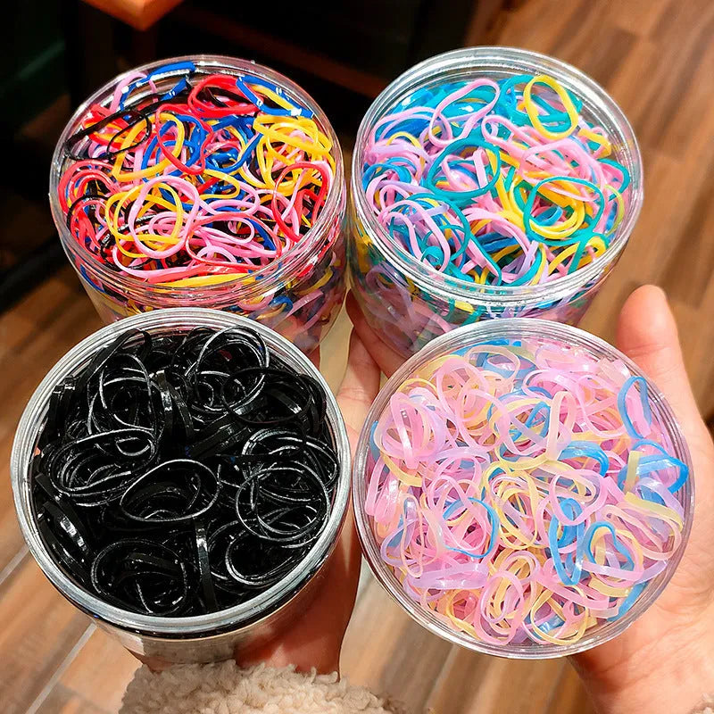 Multi-colour TPU elastic baby hair ties in reusable container for toddlers and infants