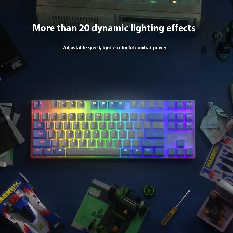 Wireless Bluetooth mechanical keyboard with metal construction in blue or purple colour options