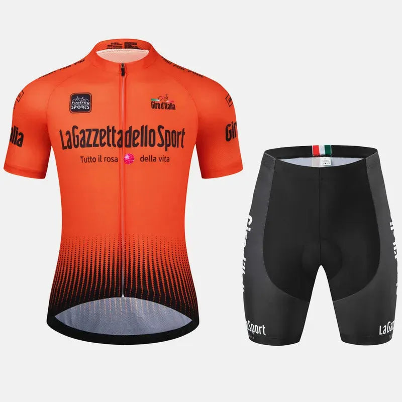 Cycling short sleeve suit in pattern design with quick-drying polyester fabric for summer road biking