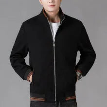 Men's autumn wool fleece jacket in sports style with long sleeves shown in grey colour