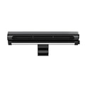 Black USB bladeless fan with clip attachment for laptop screens showing brushless motor design