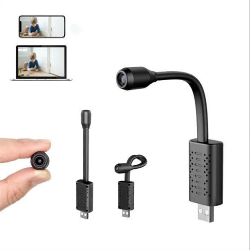 V380 wireless USB HD surveillance camera in black with compact design