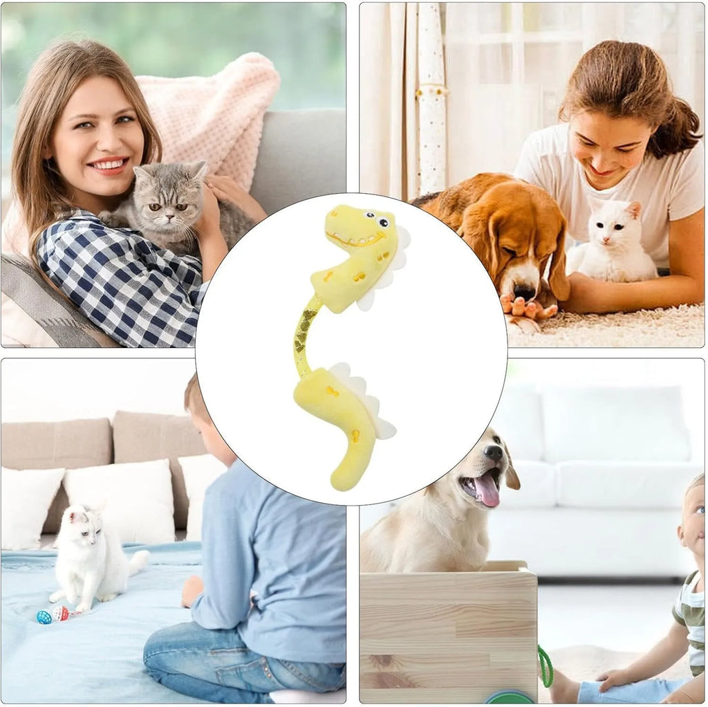 Bundle of four plush cat toys including chew, rope and catnip designs for indoor play