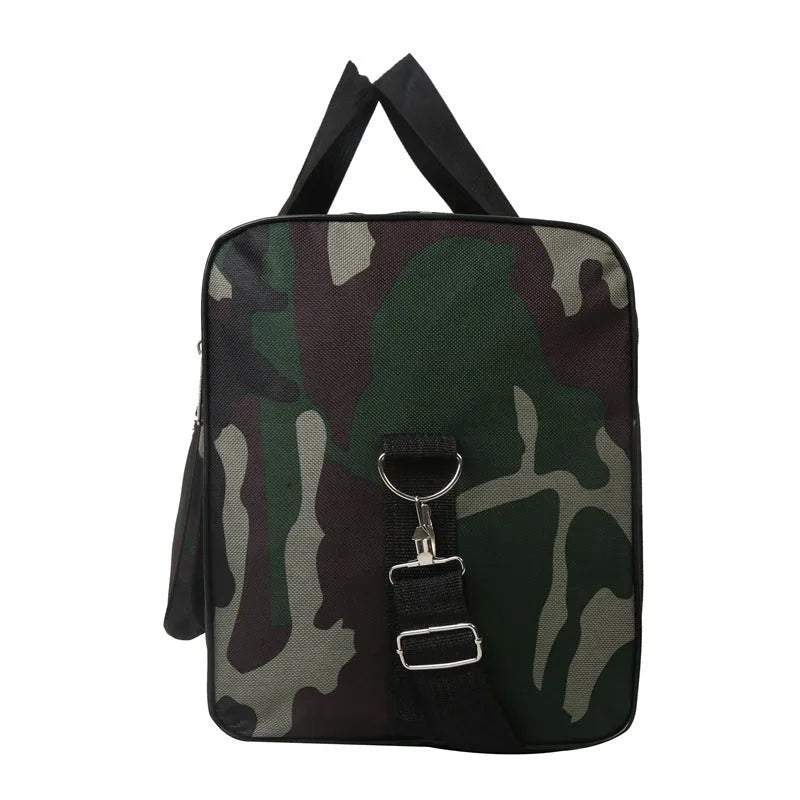 Camouflage pattern luggage bag with waterproof fabric and stripes detailing
