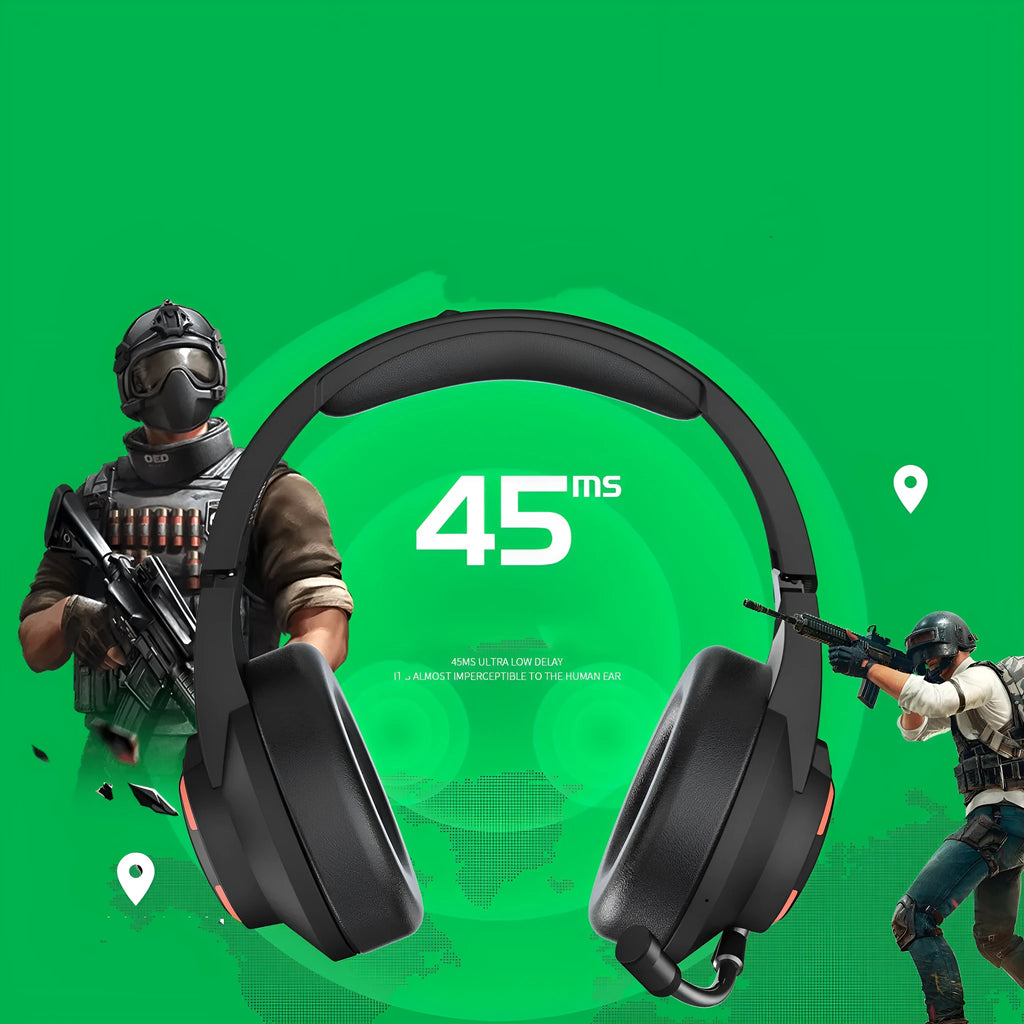 Wireless Bluetooth subwoofer sports gaming headset in foldable design with detachable microphone, tungsten gold black colour
