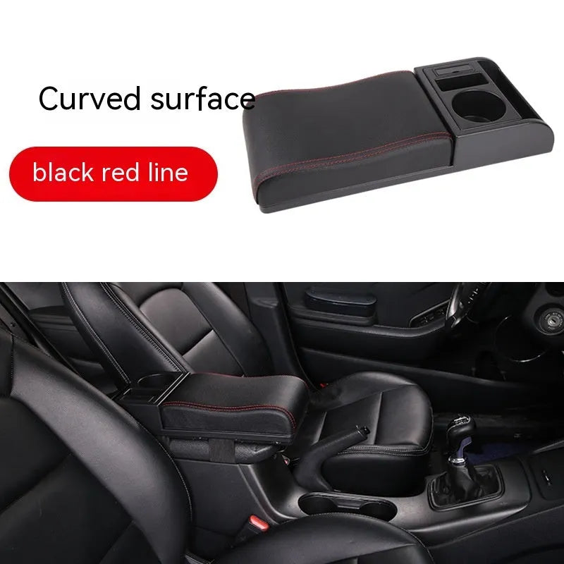 Universal car armrest box cover in plastic with height increase function