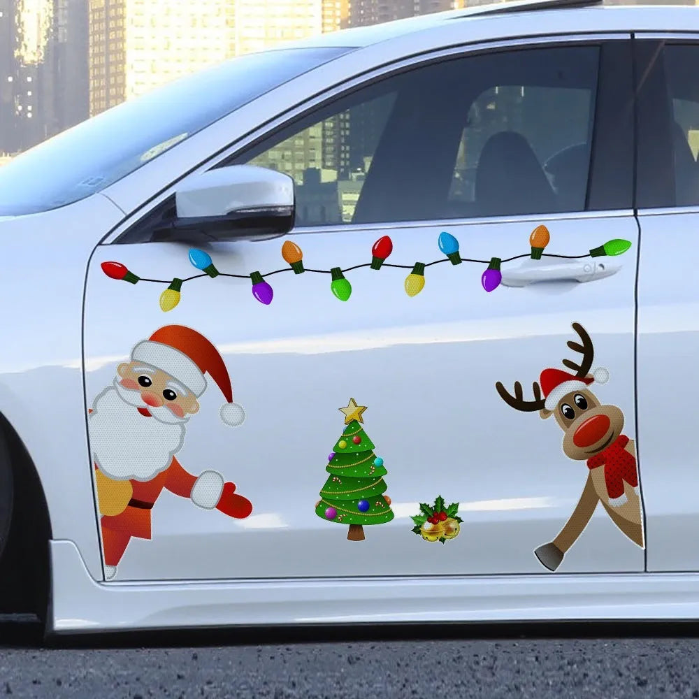 Christmas elk reflective magnetic car decoration sticker in RFM025 colour with 6-thread cartoon design