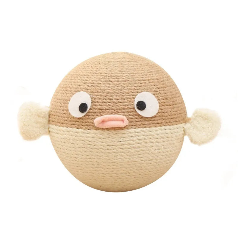 Sisal hemp puffer leakage food feeder cube puzzle toy for pets measuring 15cm