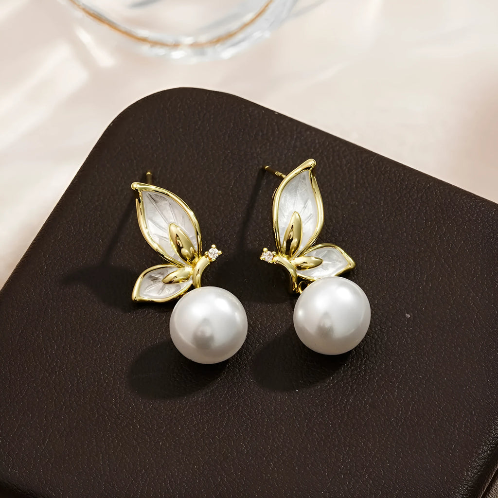 Copper butterfly earrings with electroplated finish in colour PT0203