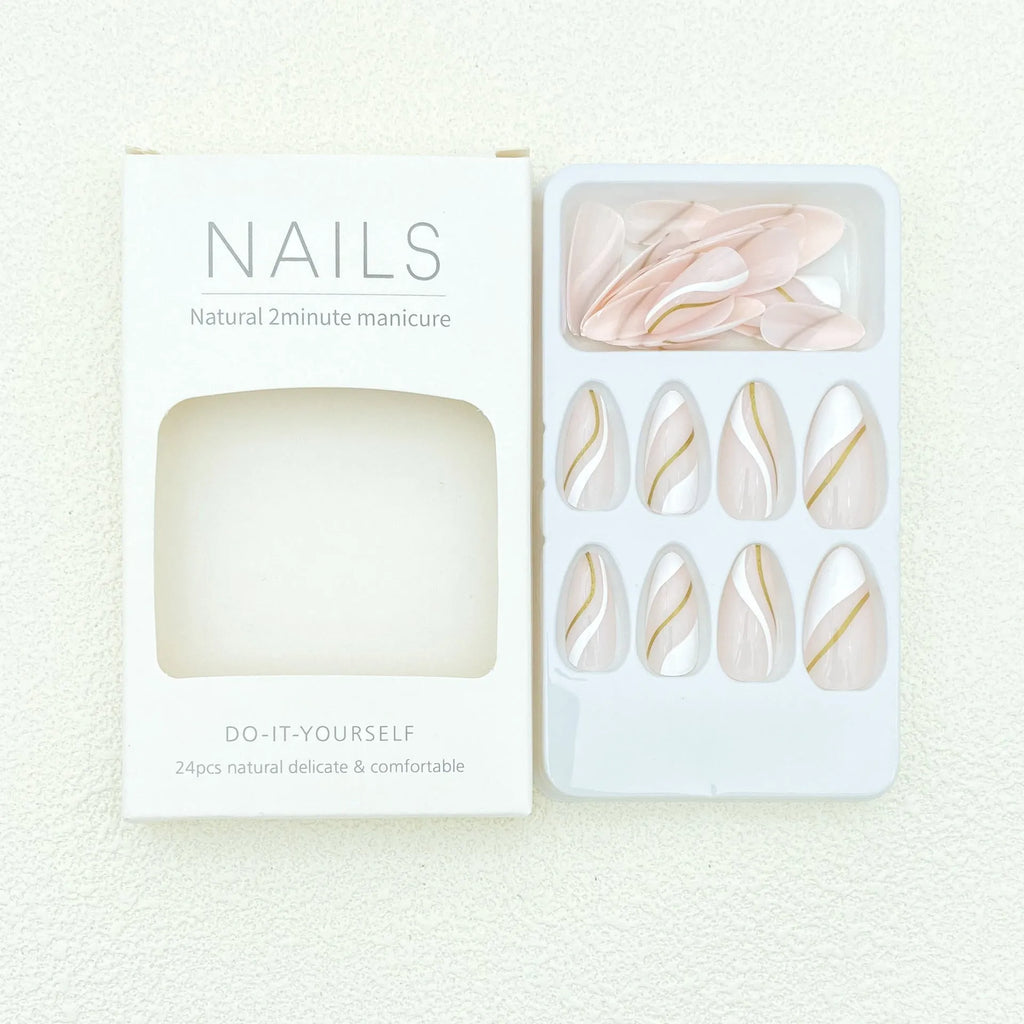 Wearable nail stickers with red and black plaid pattern in a medium drop shape on a white background.