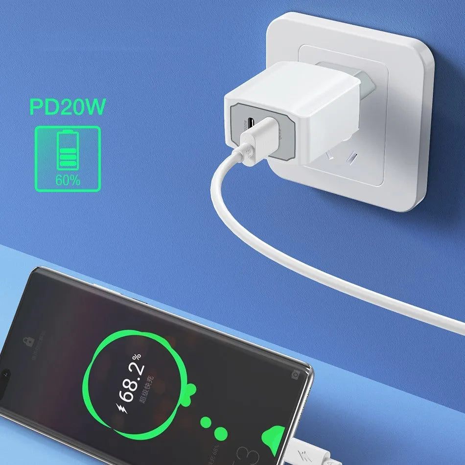 White European standard fast charger set with USB cable and fireproof ABS PC construction