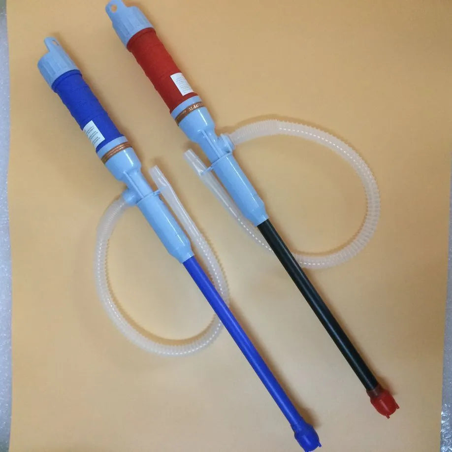 Blue manual hand siphon pump for transferring car truck fuel petrol diesel oil water