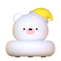 Cute pet tap night light desk lamp in pink bunny design with vinyl shade on bedside table